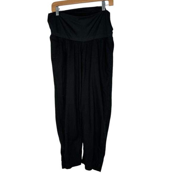 Old Navy Maternity Pants Small 55% Linen 45% Rayon Casual Black Light Weight - Picture 1 of 9